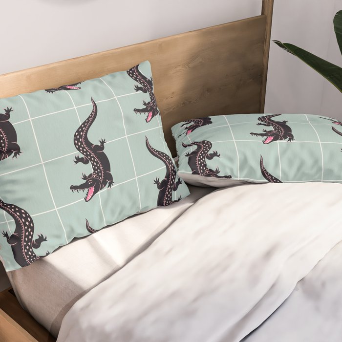 Crocodile - Mint Pillow Sham Gallery Image 2