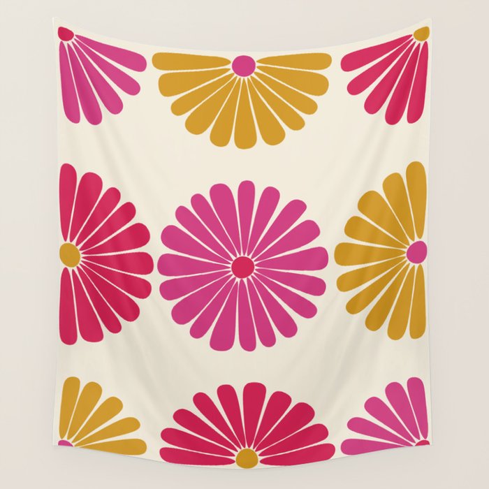 Retro Summer Daisies VII Wall Tapestry Gallery Image 4