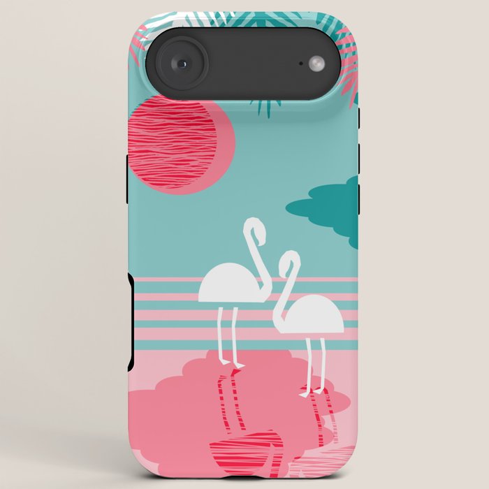 Chill Vibes - memphis retro throwback 1980s 80s neon pop art flamingo paradise socal vacation iPhone Case Gallery Image 6