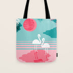 Chill Vibes - memphis retro throwback 1980s 80s neon pop art flamingo paradise socal vacation Tote Bag Gallery Image 1