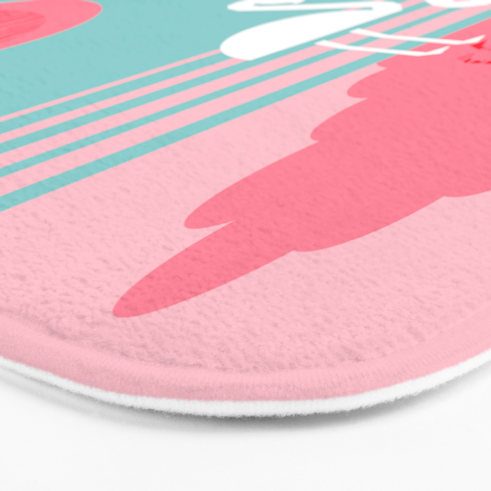 Chill Vibes - memphis retro throwback 1980s 80s neon pop art flamingo paradise socal vacation Bath Mat Gallery Image 3