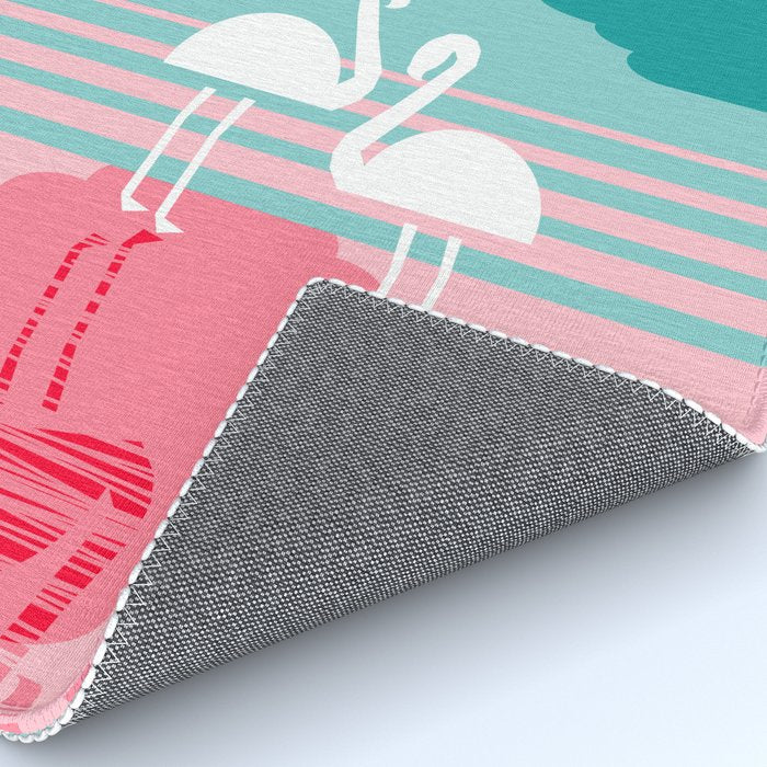 Chill Vibes - memphis retro throwback 1980s 80s neon pop art flamingo paradise socal vacation Rug Gallery Image 4