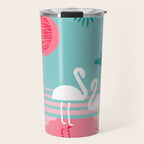 Chill Vibes - memphis retro throwback 1980s 80s neon pop art flamingo paradise socal vacation Travel Mug Gallery Image 1