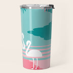 Chill Vibes - memphis retro throwback 1980s 80s neon pop art flamingo paradise socal vacation Travel Mug Gallery Image 2
