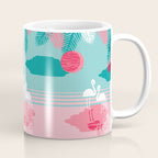 Chill Vibes - memphis retro throwback 1980s 80s neon pop art flamingo paradise socal vacation Coffee Mug Gallery Image 1