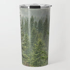 Wanderlust Forest - Mountain Adventure in Foggy Woods Travel Mug Gallery Image 1