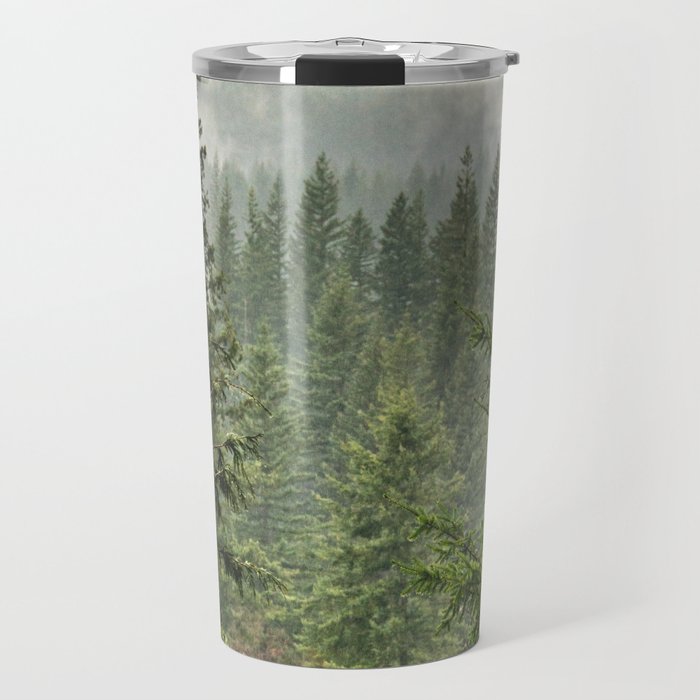 Wanderlust Forest - Mountain Adventure in Foggy Woods Travel Mug Gallery Image 1