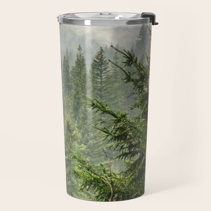 Wanderlust Forest - Mountain Adventure in Foggy Woods Travel Mug Gallery Image 2