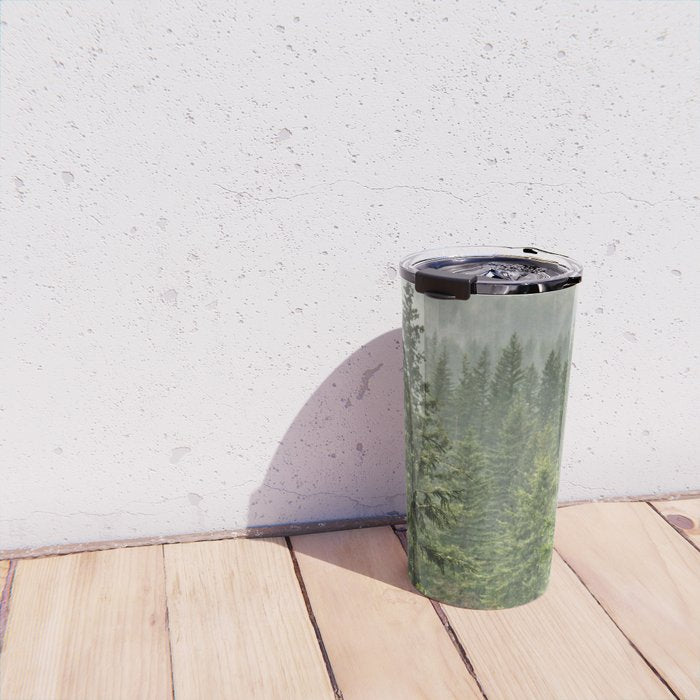 Wanderlust Forest - Mountain Adventure in Foggy Woods Travel Mug Gallery Image 4