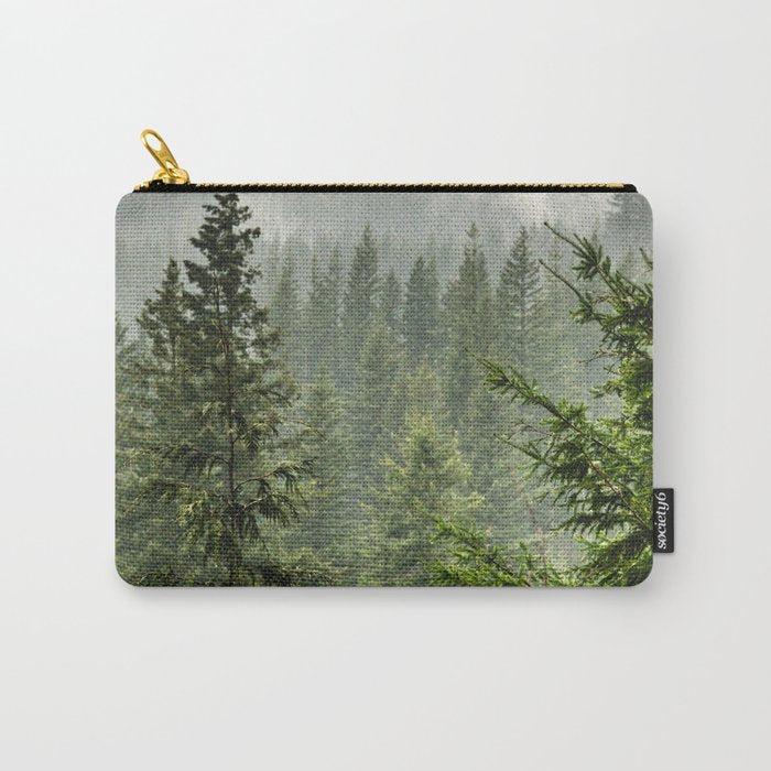 Wanderlust Forest - Mountain Adventure in Foggy Woods Carry All Pouch Gallery Image 1