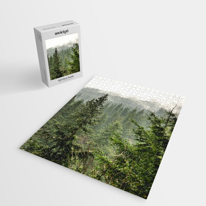Wanderlust Forest - Mountain Adventure in Foggy Woods Jigsaw Puzzle Gallery Image 2