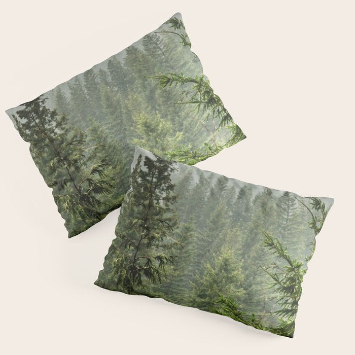 Wanderlust Forest - Mountain Adventure in Foggy Woods Pillow Sham Gallery Image 1
