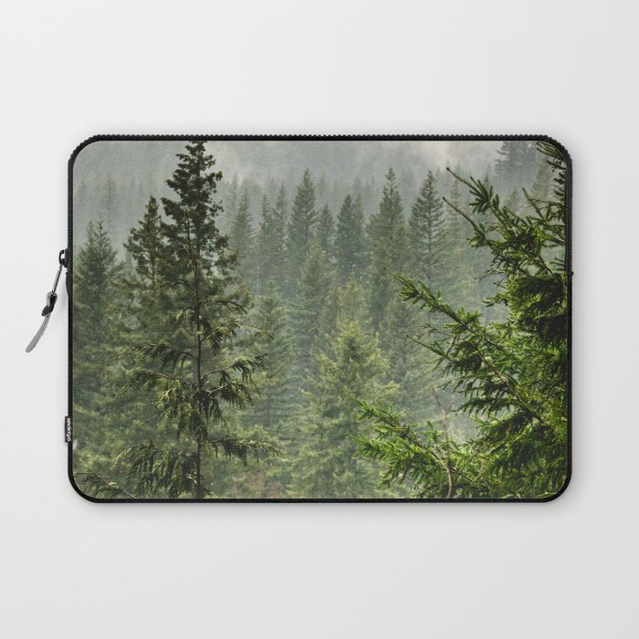 Wanderlust Forest - Mountain Adventure in Foggy Woods Laptop Sleeve Gallery Image 1