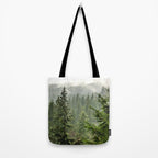 Wanderlust Forest - Mountain Adventure in Foggy Woods Tote Bag Gallery Image 2