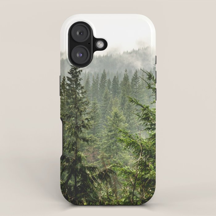 Wanderlust Forest - Mountain Adventure in Foggy Woods iPhone Case Gallery Image 1