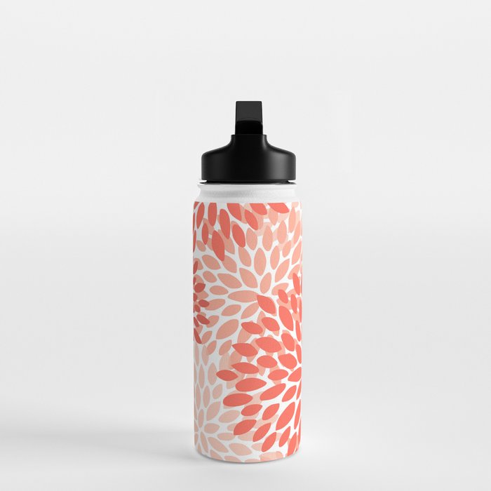 Flowers Pattern, Coral, Pink, Floral Prints Water Bottle Gallery Image 3