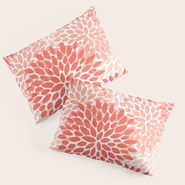 Flowers Pattern, Coral, Pink, Floral Prints Pillow Sham Gallery Image 1