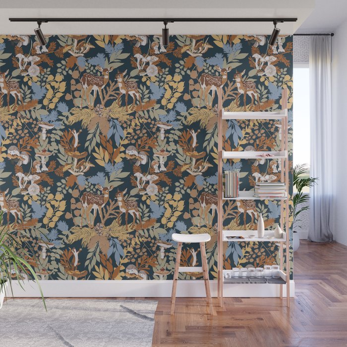 Colorful Dark Forest Animals B Wall Mural Gallery Image 1