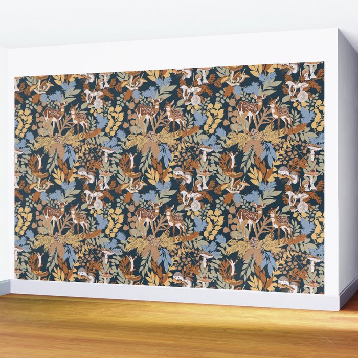 Colorful Dark Forest Animals B Wall Mural Gallery Image 2