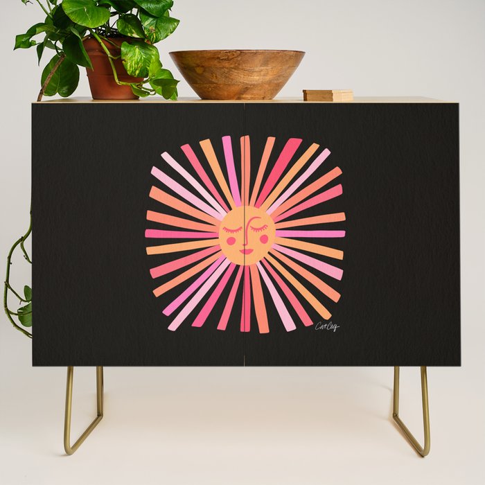 Sunshine - Pink on Charcoal Credenza Gallery Image 1