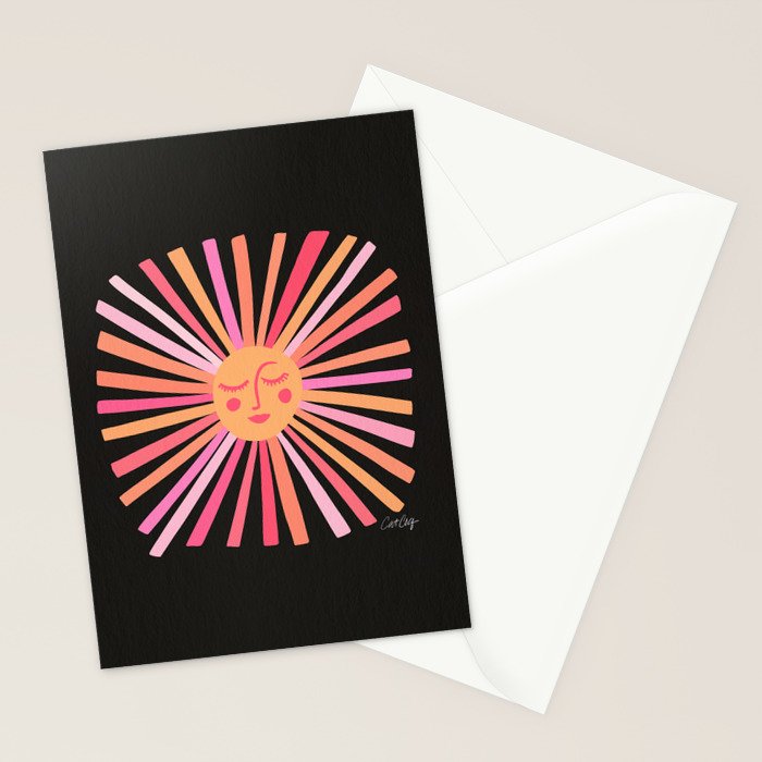 Sunshine - Pink on Charcoal Stationery Card Gallery Image 2