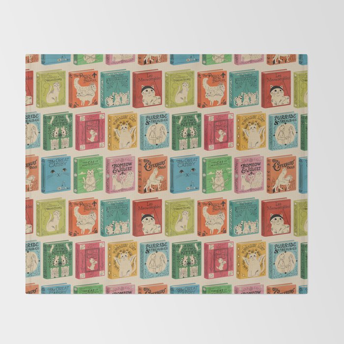 Meowsterpieces of Kiterature - Cat Literature Puns Throw Blanket Gallery Image 2