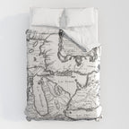 Vintage Map of The Great Lakes (1755) BW Comforter Gallery Image 6