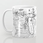 Vintage Map of The Great Lakes (1755) BW Coffee Mug Gallery Image 3