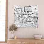 Vintage Map of The Great Lakes (1755) BW Wall Tapestry Gallery Image 2
