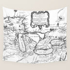 Vintage Map of The Great Lakes (1755) BW Wall Tapestry Gallery Image 4