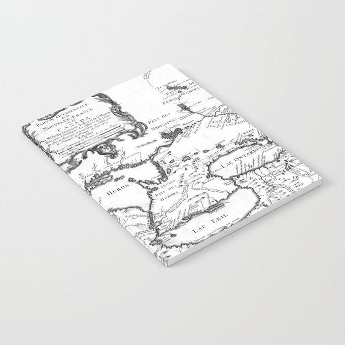 Vintage Map of The Great Lakes (1755) BW Notebook Gallery Image 2