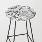 Vintage Map of The Great Lakes (1755) BW Stool Gallery Image 2