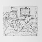 Vintage Map of The Great Lakes (1755) BW Throw Blanket Gallery Image 2