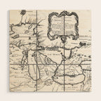 Vintage Map of The Great Lakes (1755) BW Wood Wall Art Gallery Image 1