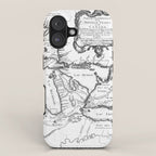 Vintage Map of The Great Lakes (1755) BW iPhone Case Gallery Image 1