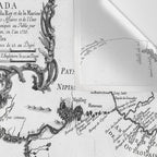 Vintage Map of The Great Lakes (1755) BW Wall Tapestry Gallery Image 3