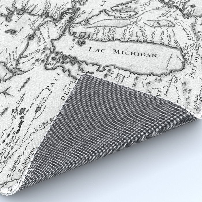 Vintage Map of The Great Lakes (1755) BW Rug Gallery Image 4