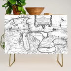 Vintage Map of The Great Lakes (1755) BW Credenza Gallery Image 1