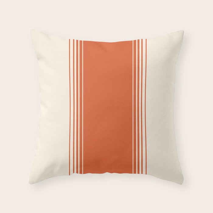 Marmalade Orange and Creme Lines Throw Pillow Gallery Image 1