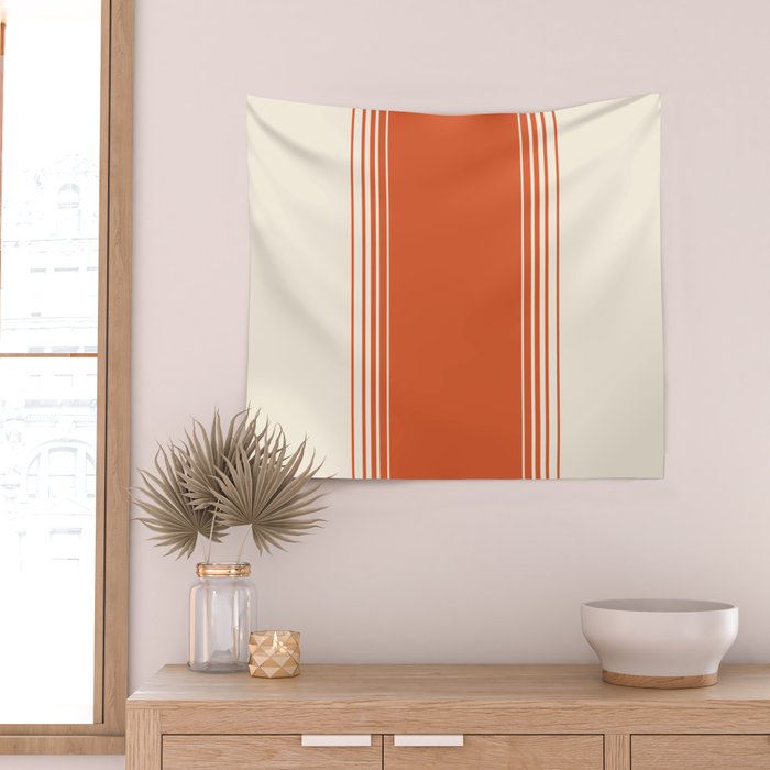 Marmalade Orange and Creme Lines Wall Tapestry Gallery Image 2