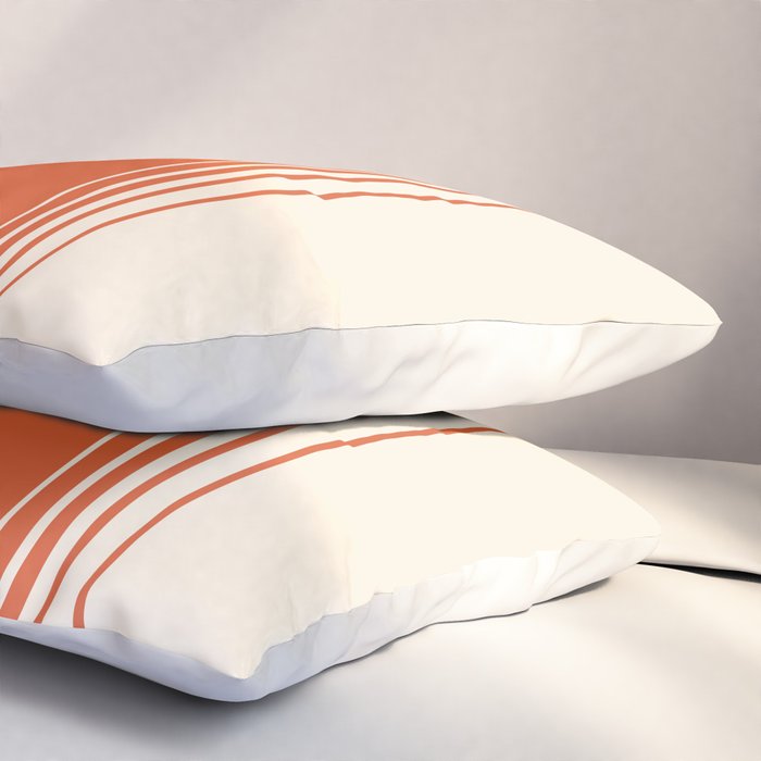 Marmalade Orange and Creme Lines Pillow Sham Gallery Image 3