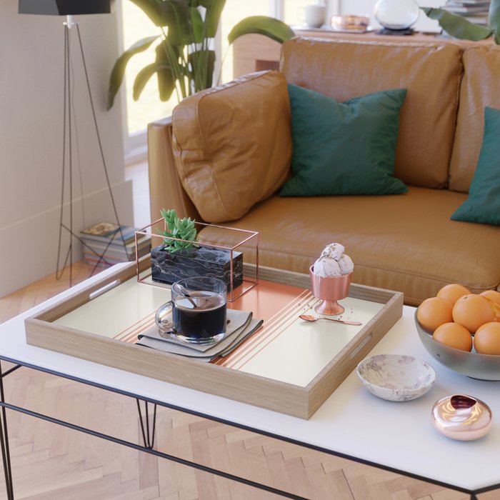 Marmalade Orange and Creme Lines Serving Tray Gallery Image 2