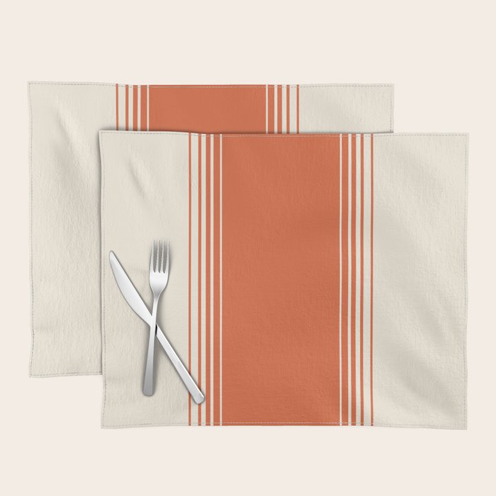 Marmalade Orange and Creme Lines Placemat Gallery Image 1