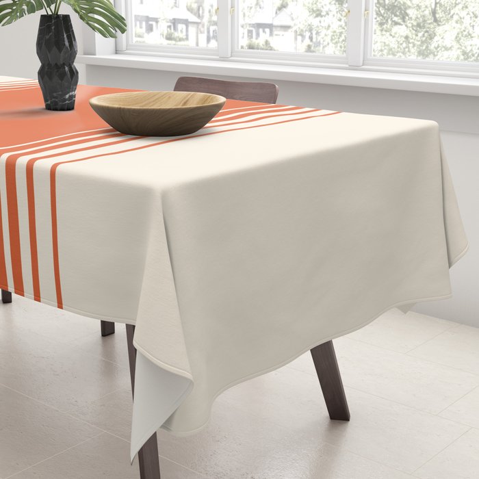 Marmalade Orange and Creme Lines Tablecloth Gallery Image 3