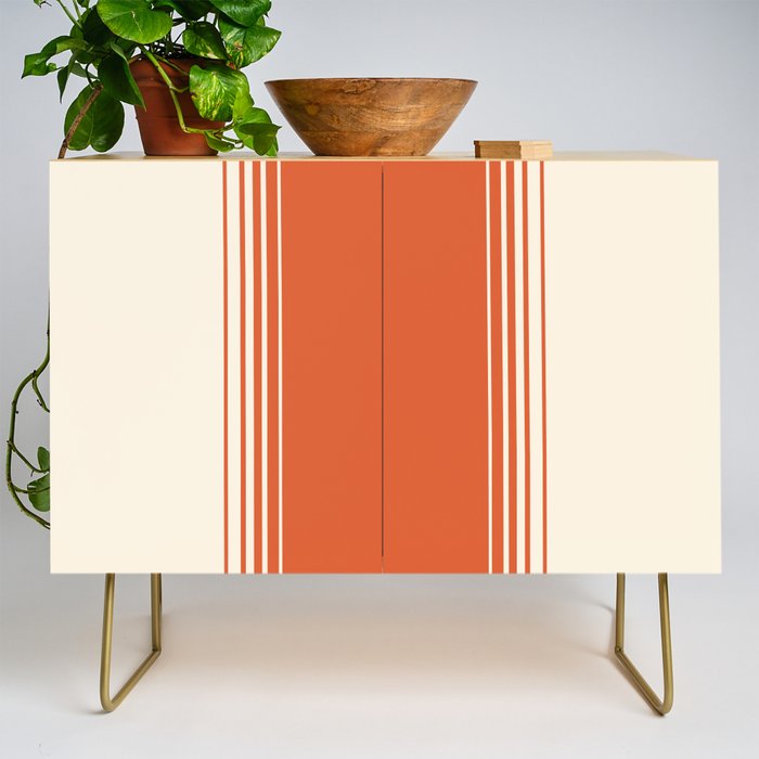 Marmalade Orange and Creme Lines Credenza Gallery Image 1