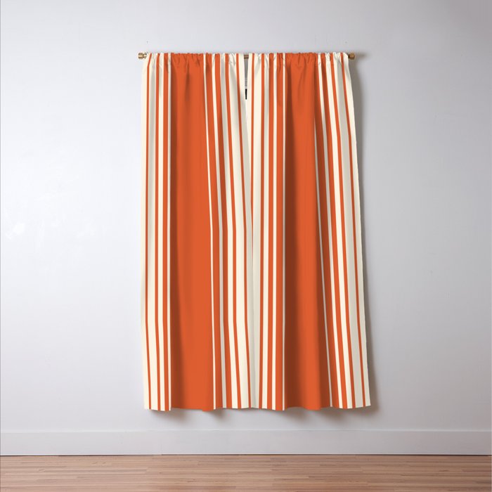 Marmalade Orange and Creme Lines Window Curtain Gallery Image 3