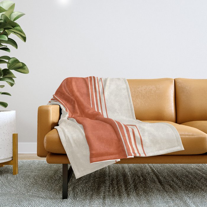 Marmalade Orange and Creme Lines Throw Blanket Gallery Image 1