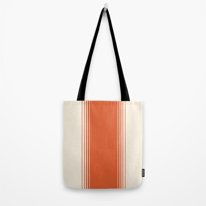 Marmalade Orange and Creme Lines Tote Bag Gallery Image 2