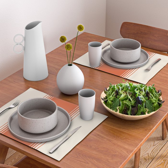 Marmalade Orange and Creme Lines Placemat Gallery Image 2