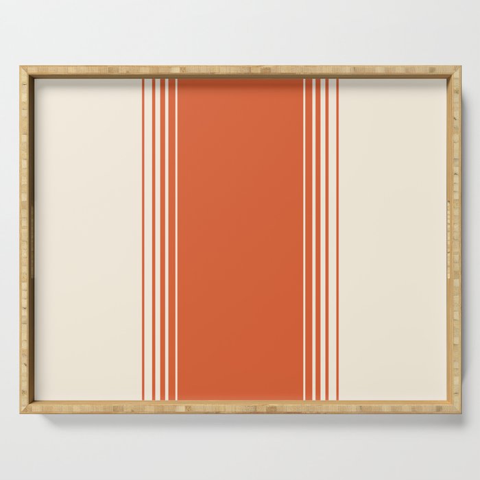 Marmalade Orange and Creme Lines Serving Tray Gallery Image 1